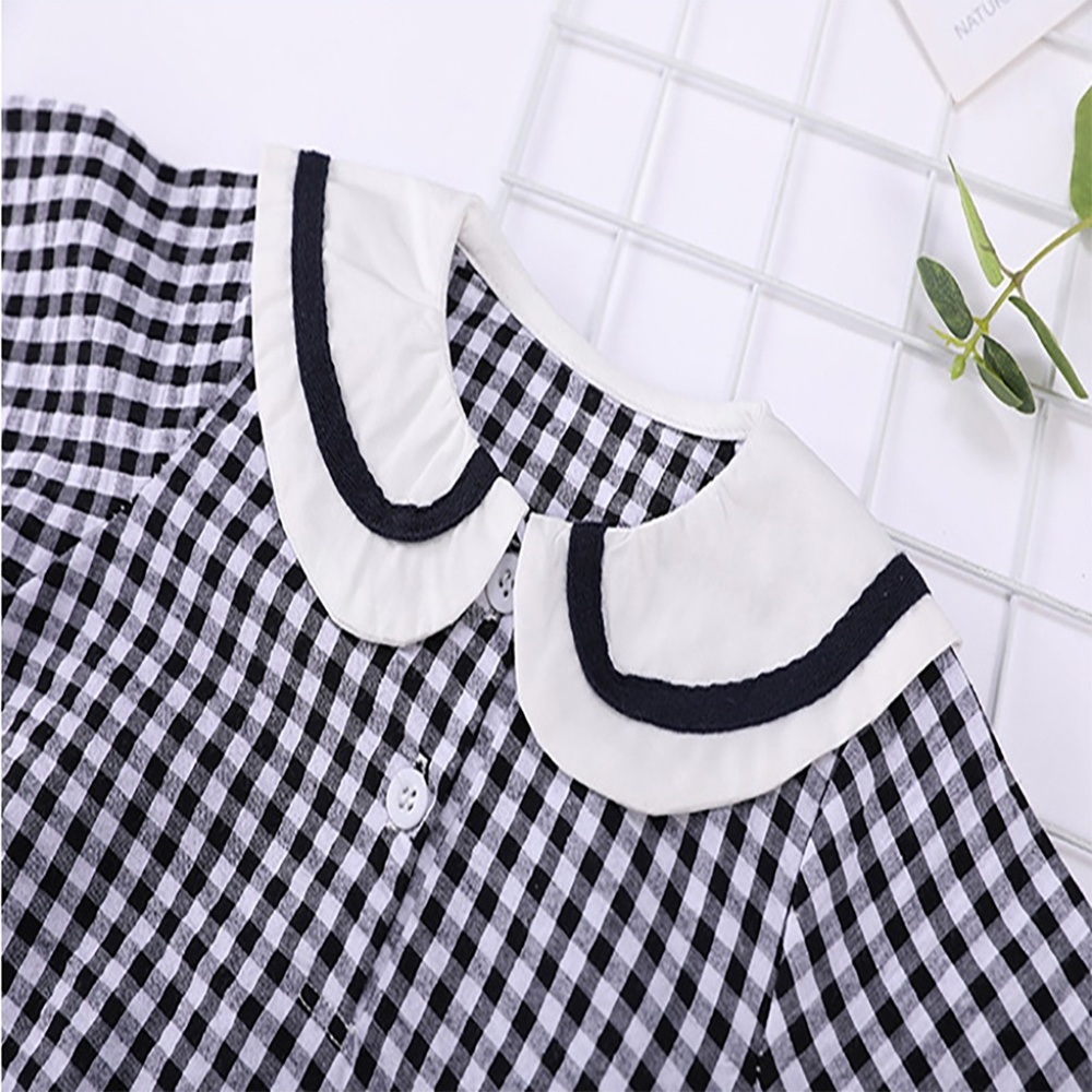 Classic Maid Checked Baby Onesie Hat Set Black - Picture 2 of 9